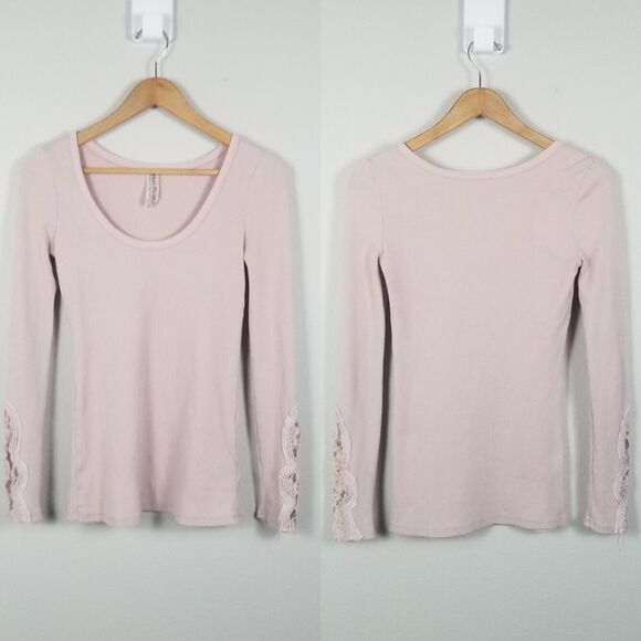 Free People Rare Crafty Cuff Green and Blush Thermal Top Bundle (2) Size Medium - Picture 8 of 13